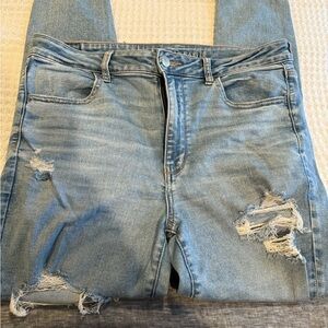 Women's Light Blue American Eagle Distressed Jeans